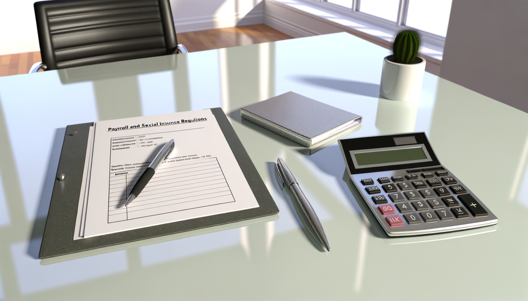 Büromaterialien zur Jahresarbeitsentgeltgrenze mit Taschenrechner und Notizblock
