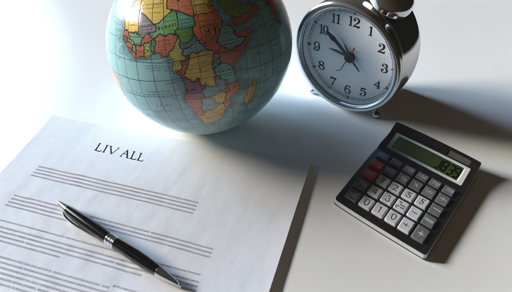 Nahaufnahme einer Anwerbungsszene mit einem Globus, rechtlichen Dokumenten und Arbeitsmaterialien